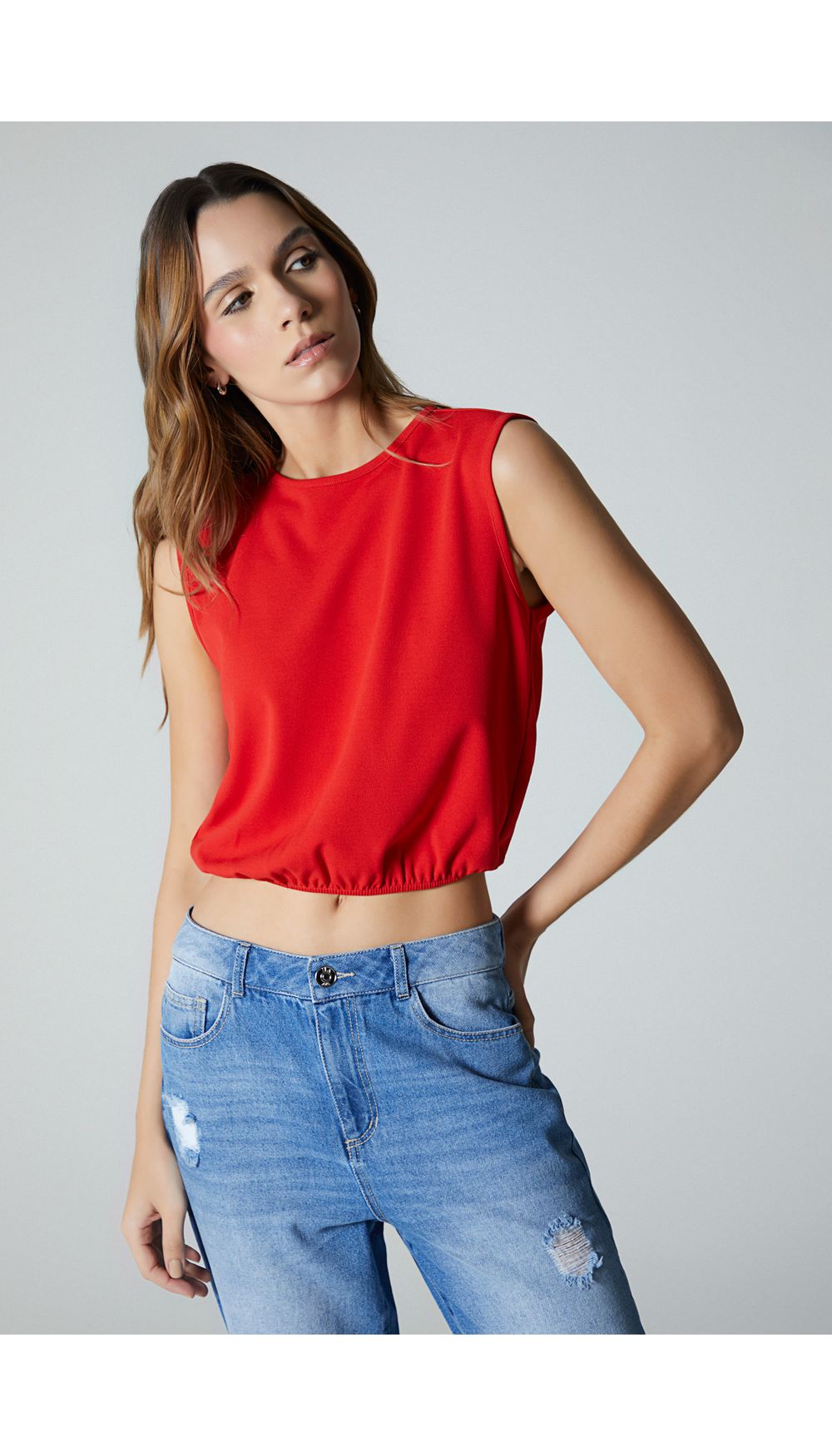Blusa crop  para mujer manga sisa