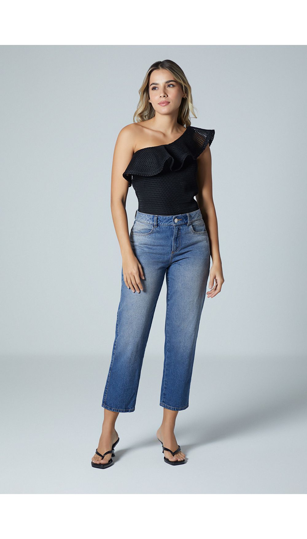 Blusa mono hombro en escuba para mujer