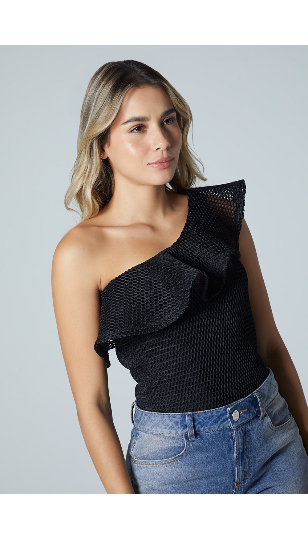 Blusa mono hombro en escuba para mujer