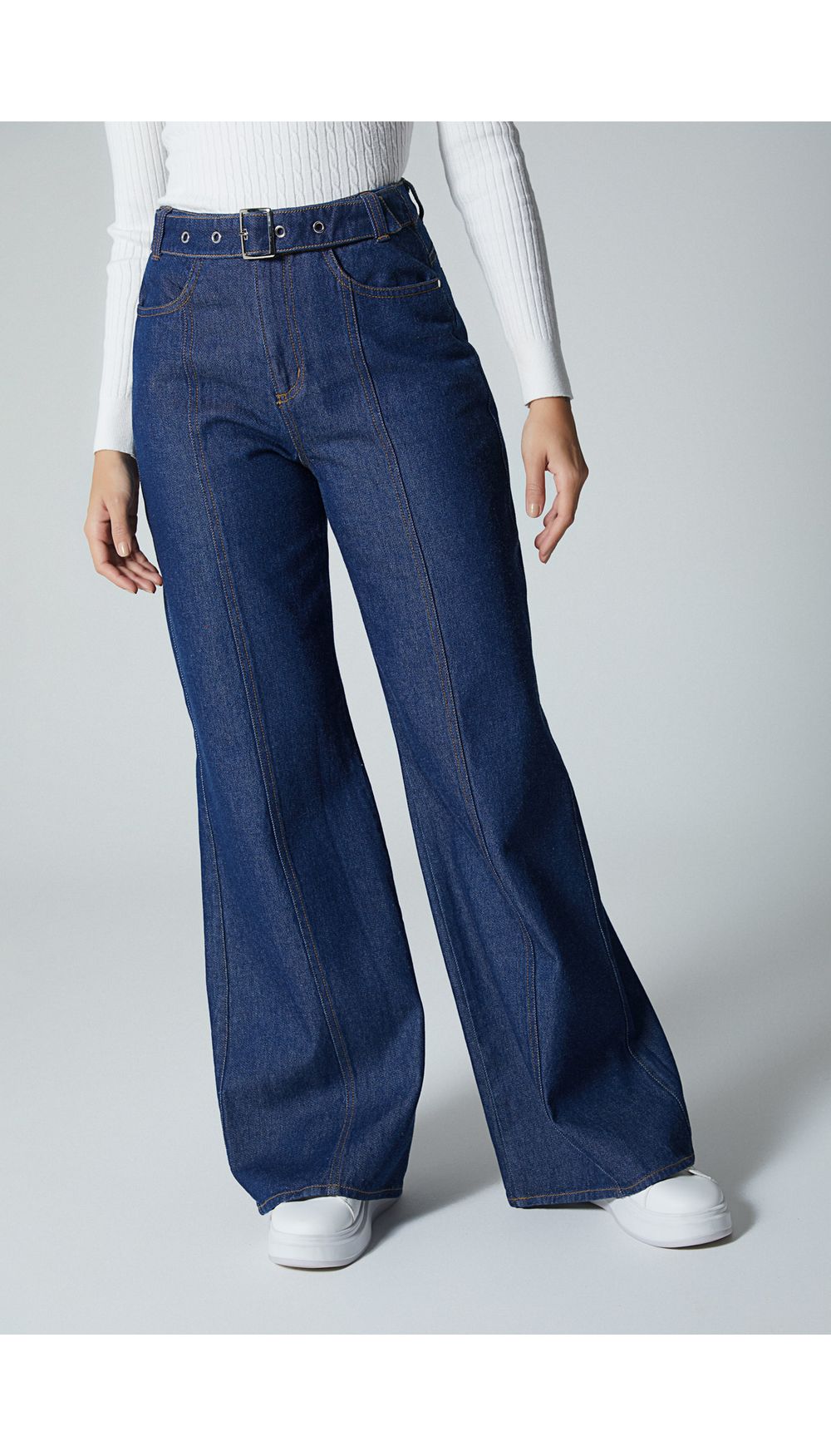 Jean para mujer  tiro alto palazo con de
