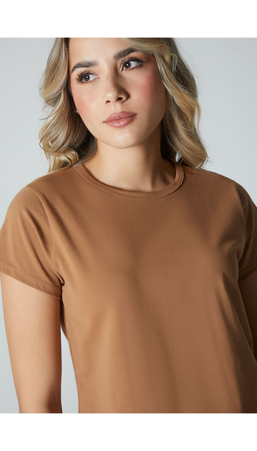 Camiseta manga corta largo crop para muj