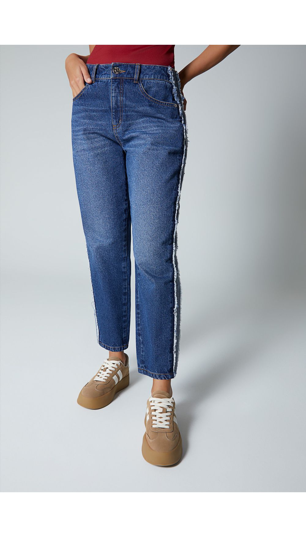 Jean  para mujer  medio  boyfriend con d
