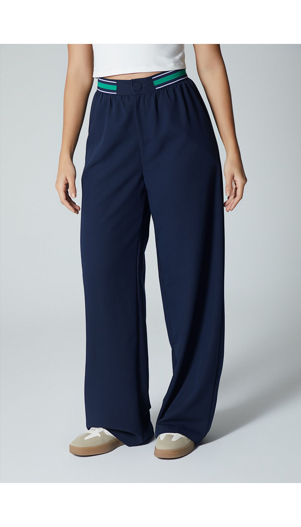 Pantalon bota recta tiro alto alto con e