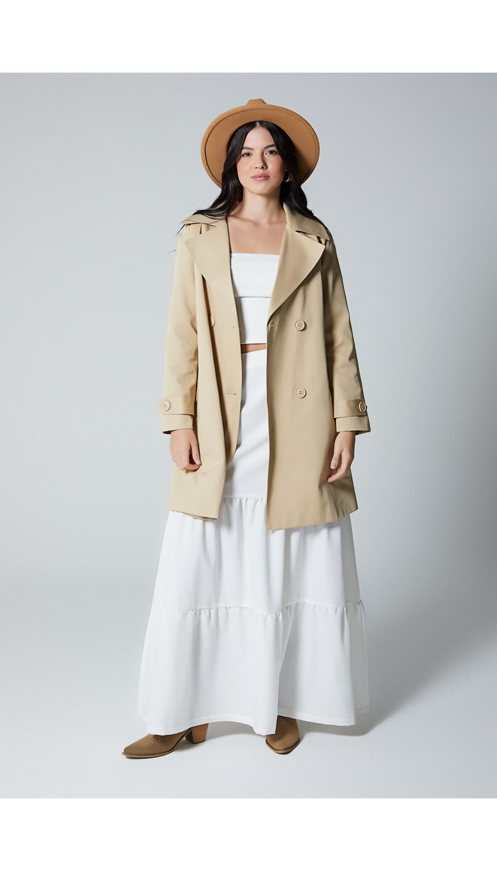 Trench manga larga para mujer
