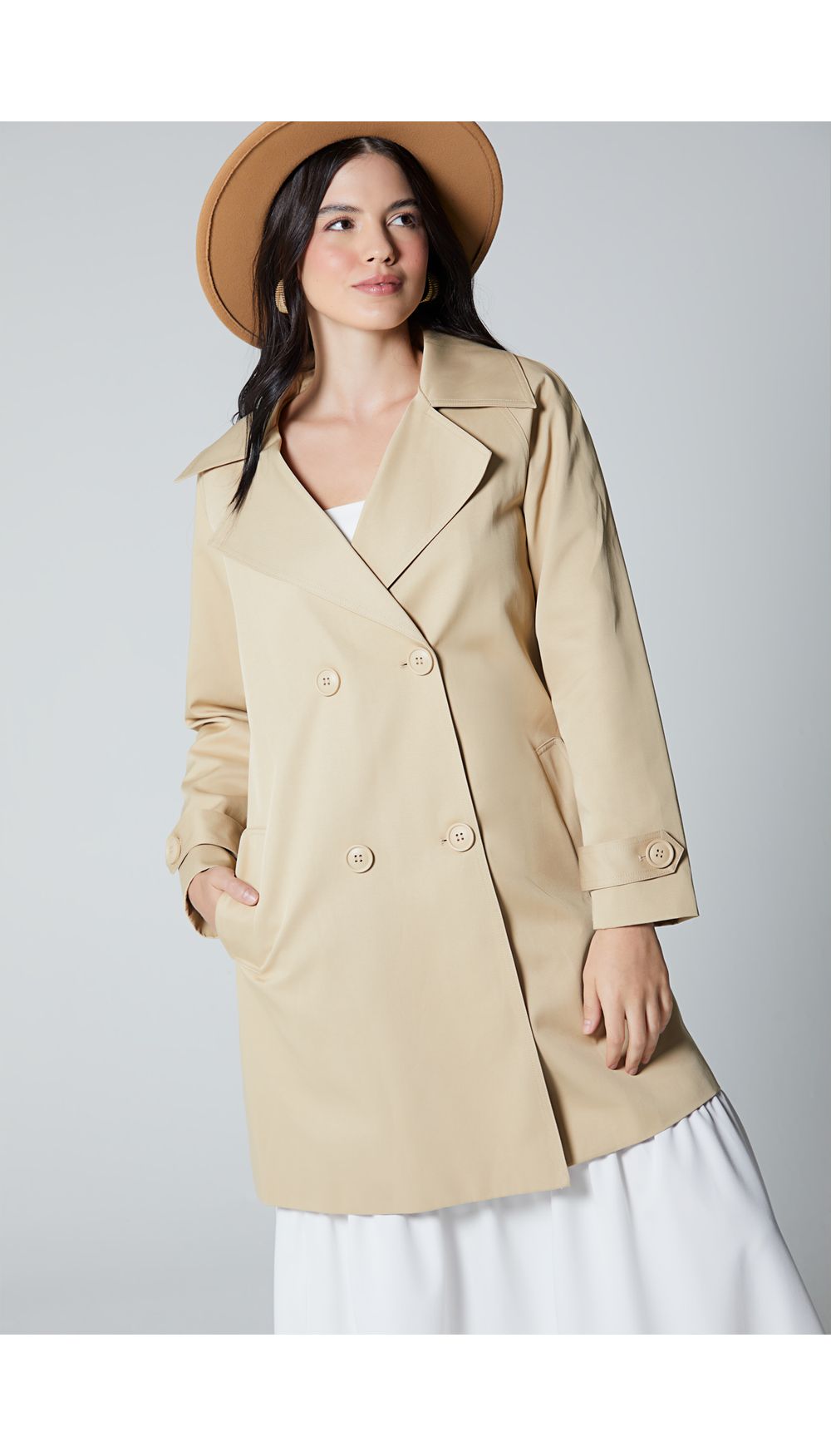 Trench manga larga para mujer