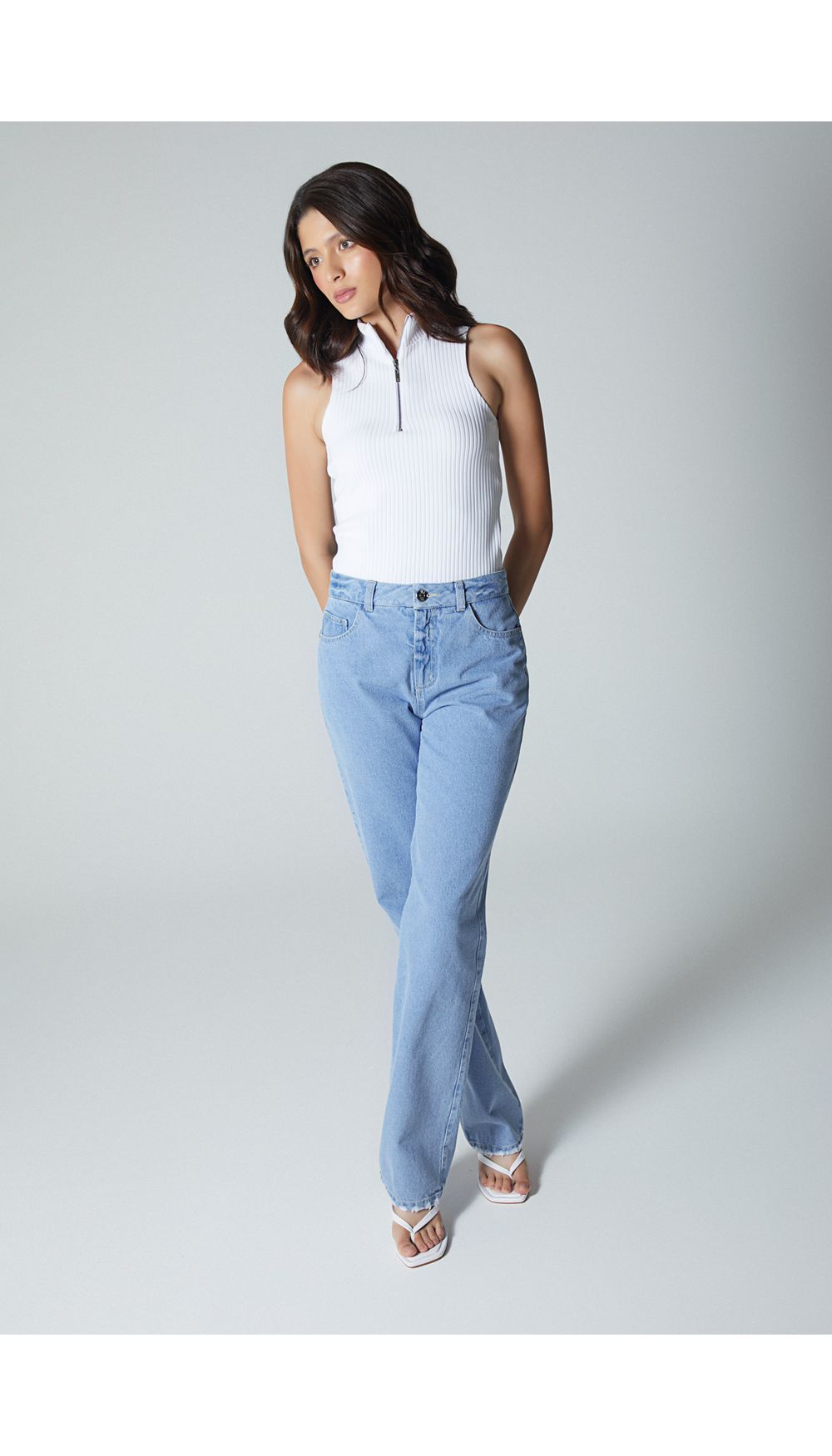 Jean para mujer  tiro alto  recto