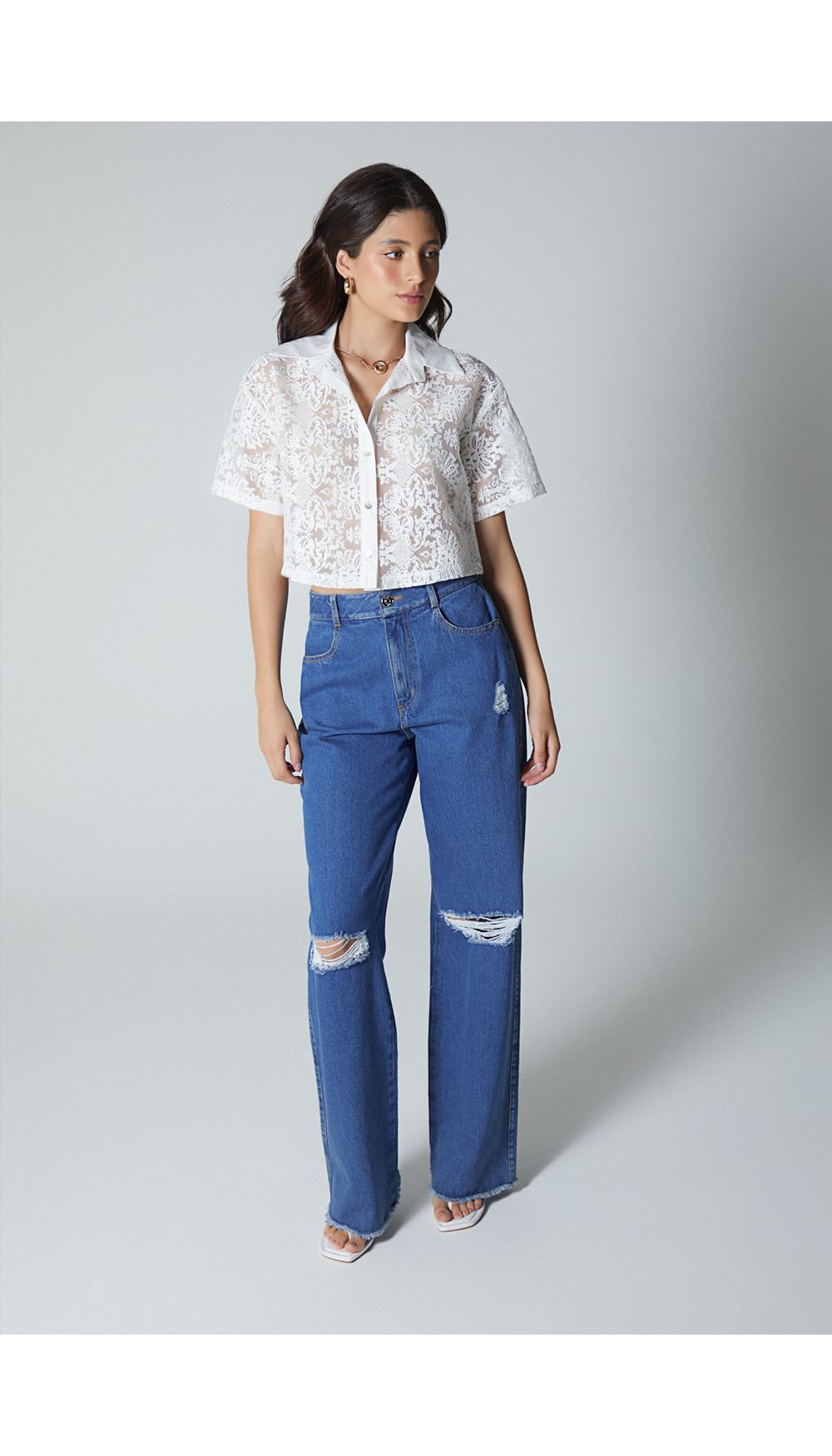 Jean para mujer  tiro alto  recto
