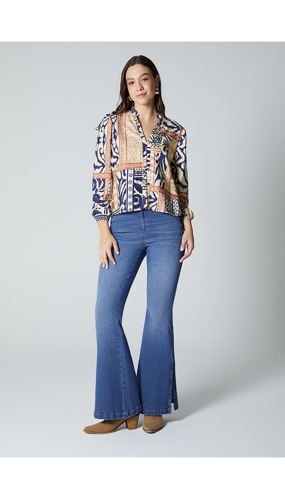 Blusa manga larga para mujer