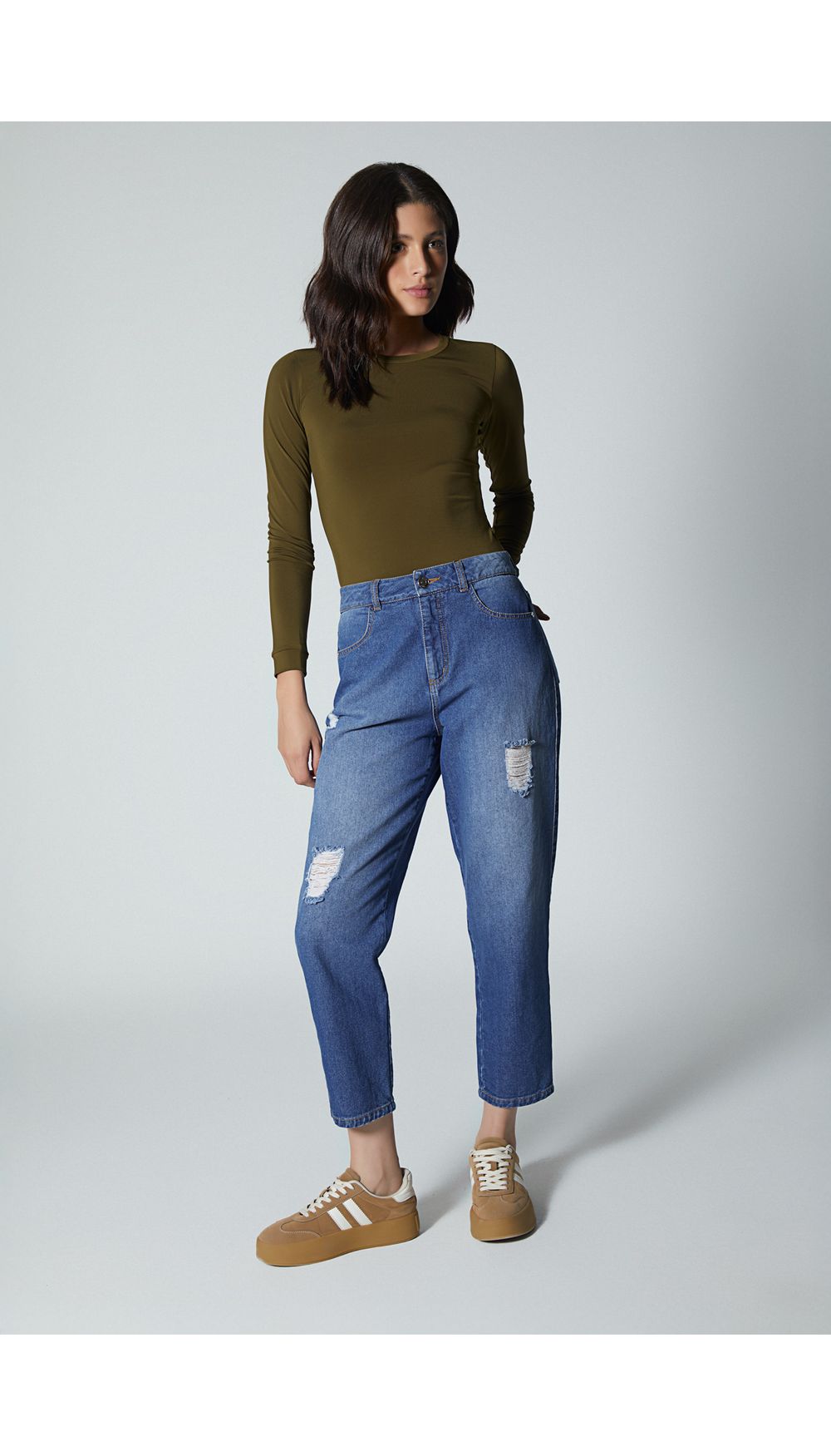 Blusa manga larga cuello redondo para mu