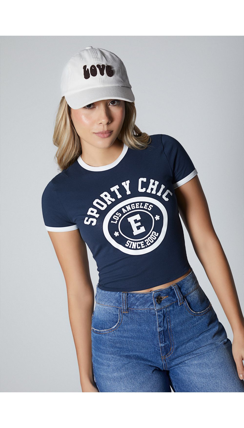 Camiseta crop para mujer manga corta