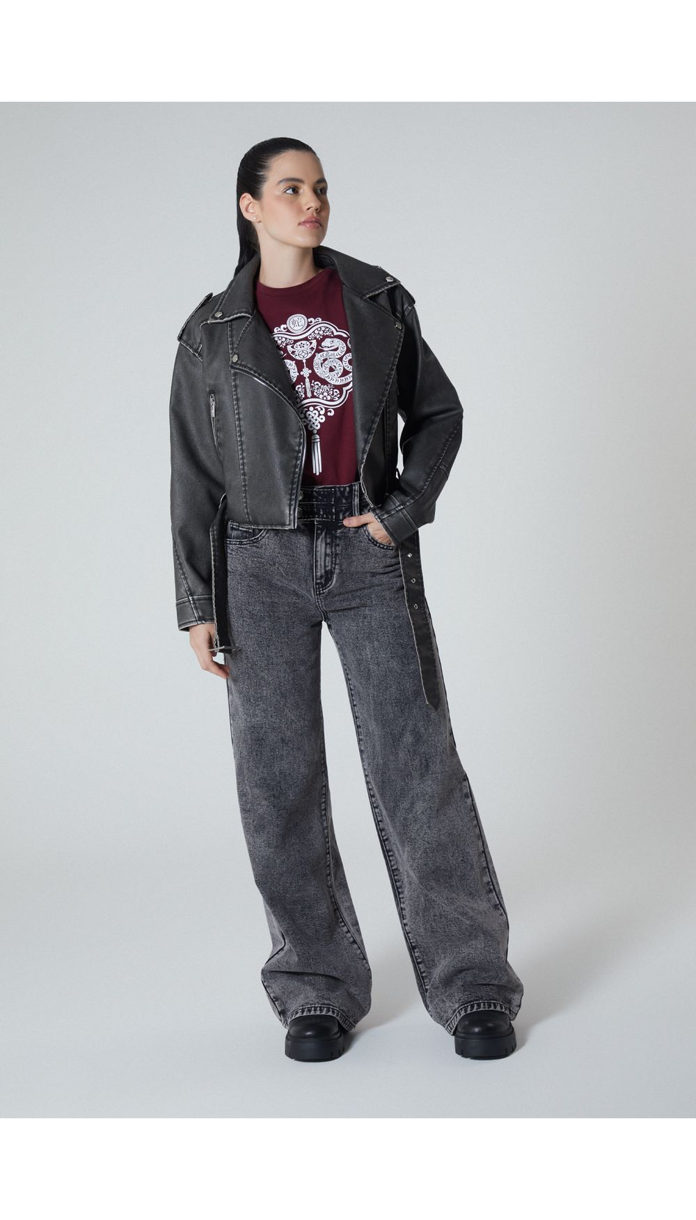 Chaqueta manga larga envejecida para muj