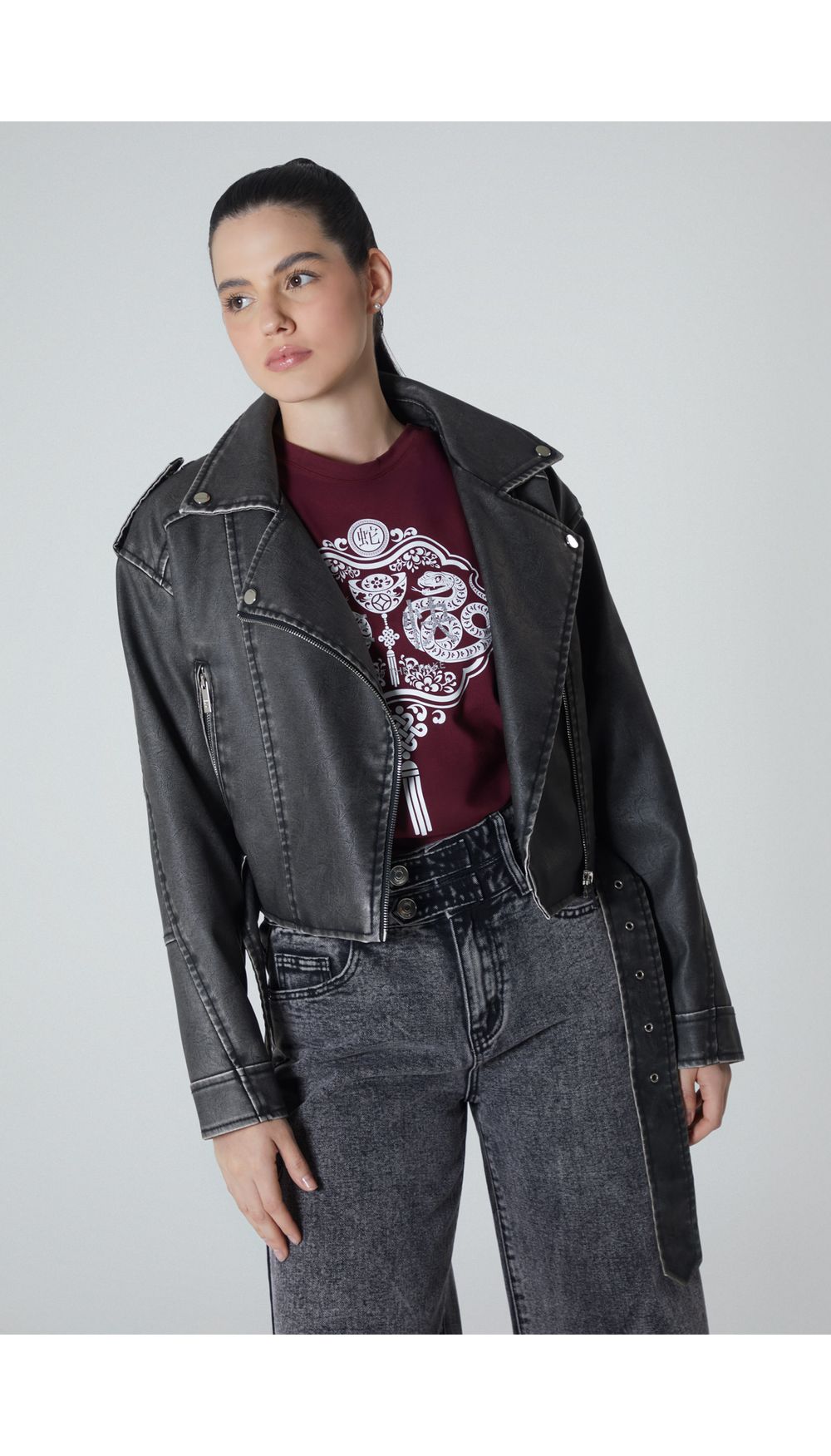 Chaqueta manga larga envejecida para muj