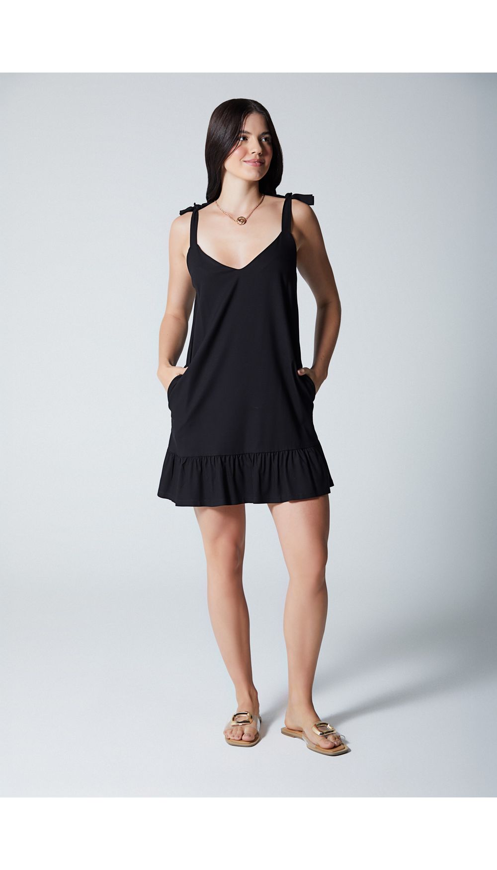 Vestido corto de tiras para mujer