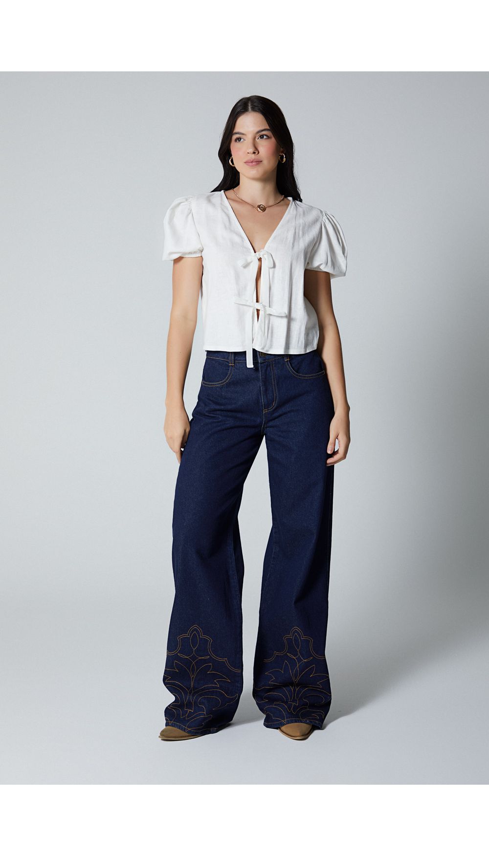 Jean para mujer  tiro alto recto