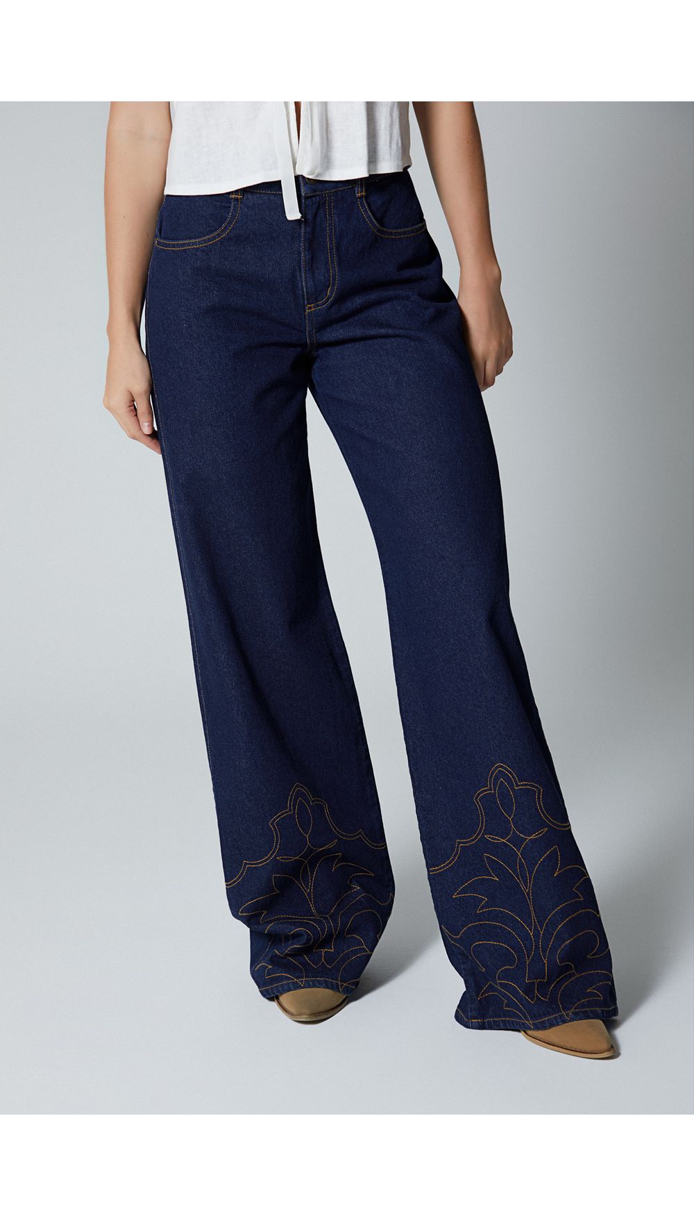 Jean para mujer  tiro alto recto
