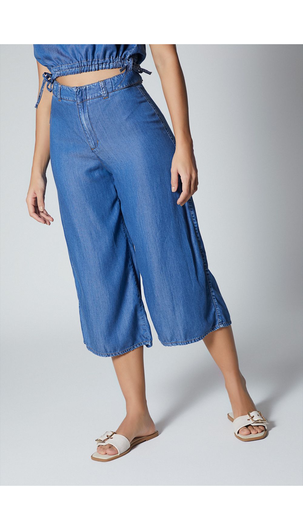 Jean para mujer tiro alto culotte