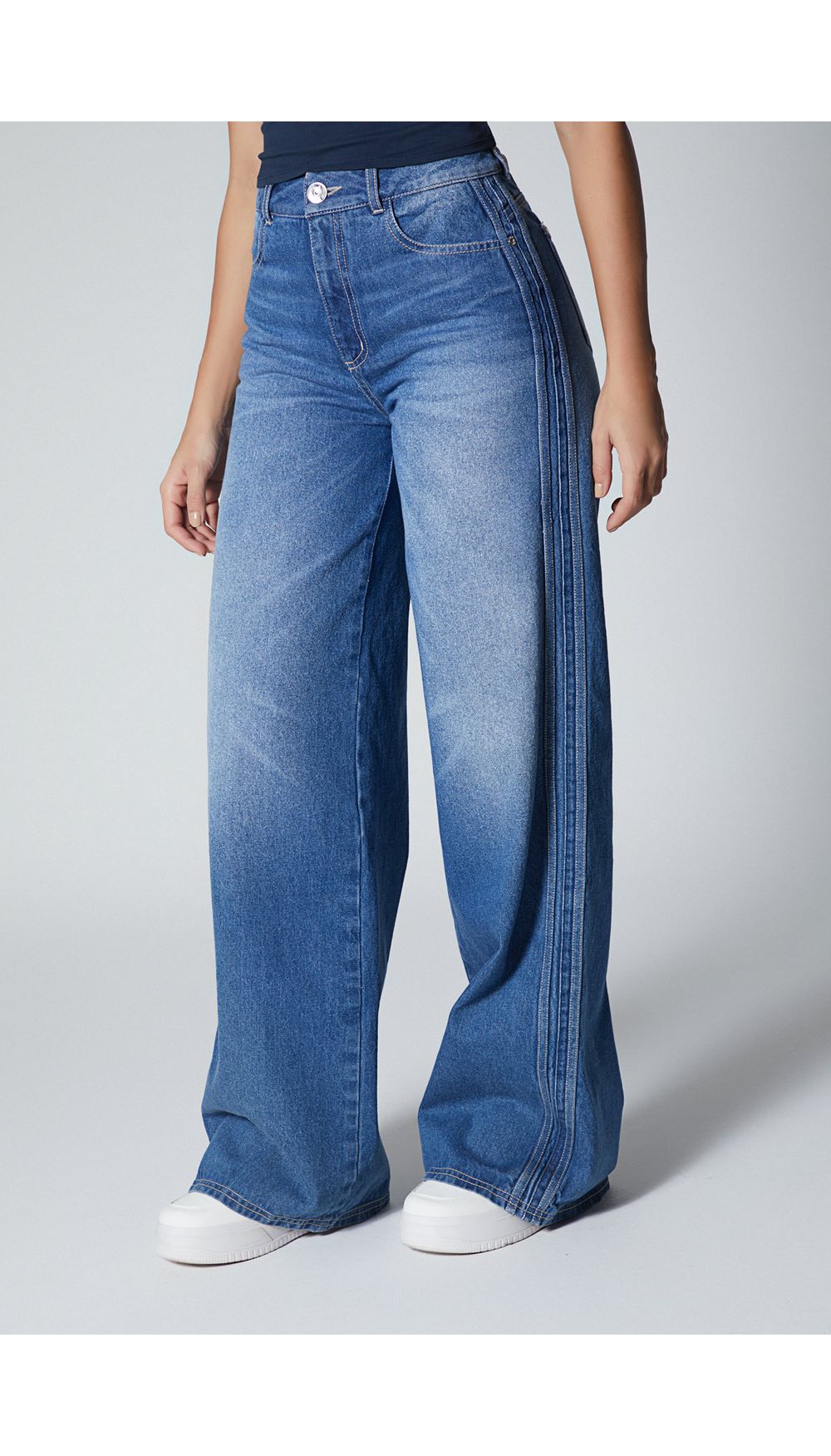 Jean para mujer  tiro alto palazo con de