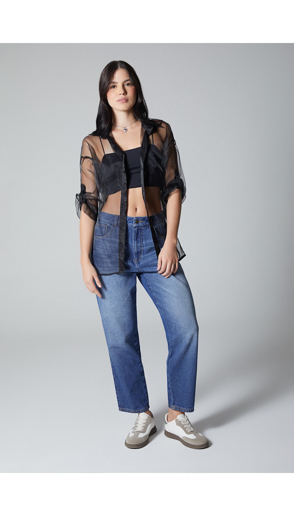 Bluson camisero manga tres cuartos para mujer