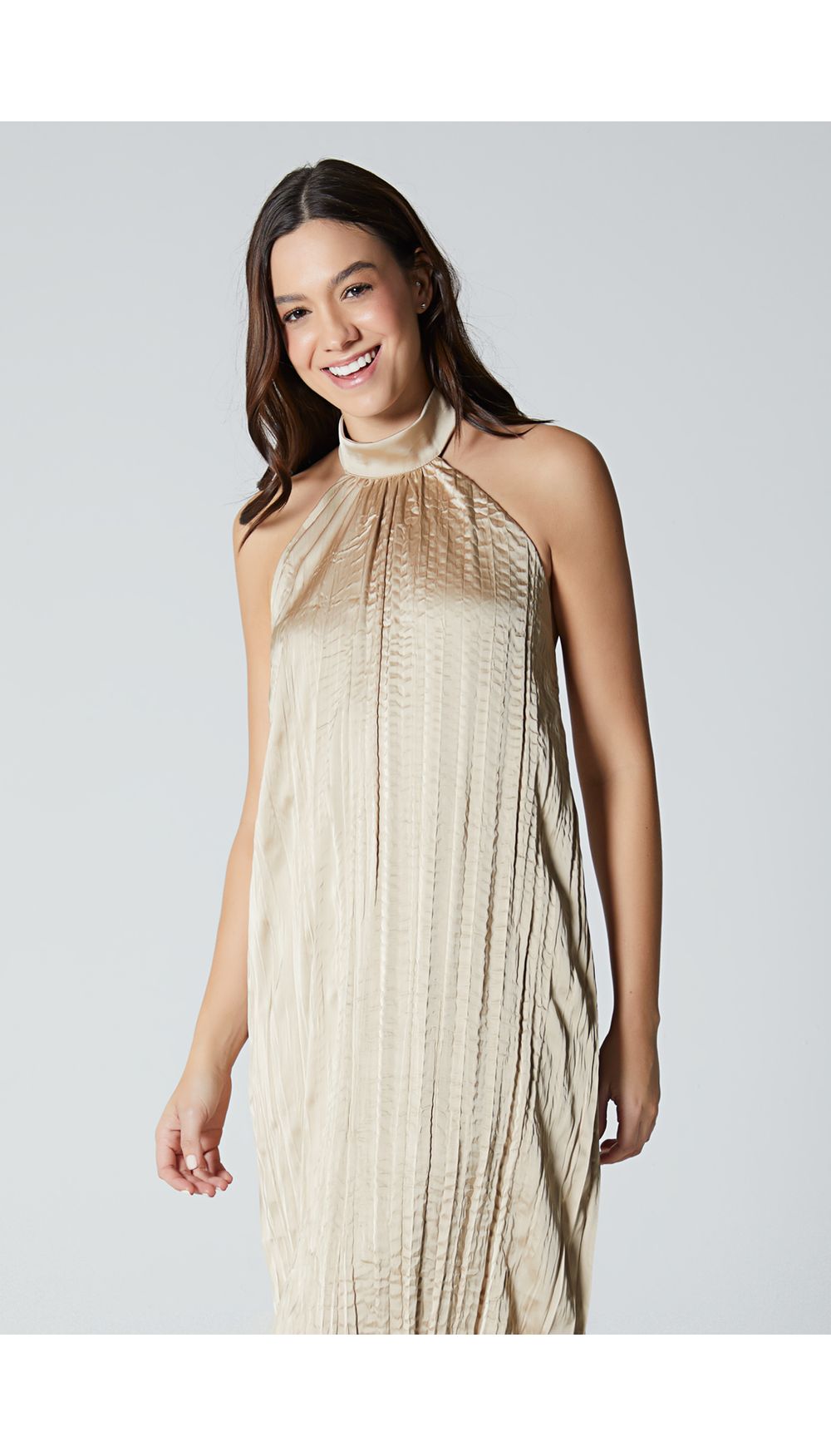 Vestido cuello halter largo para mujer