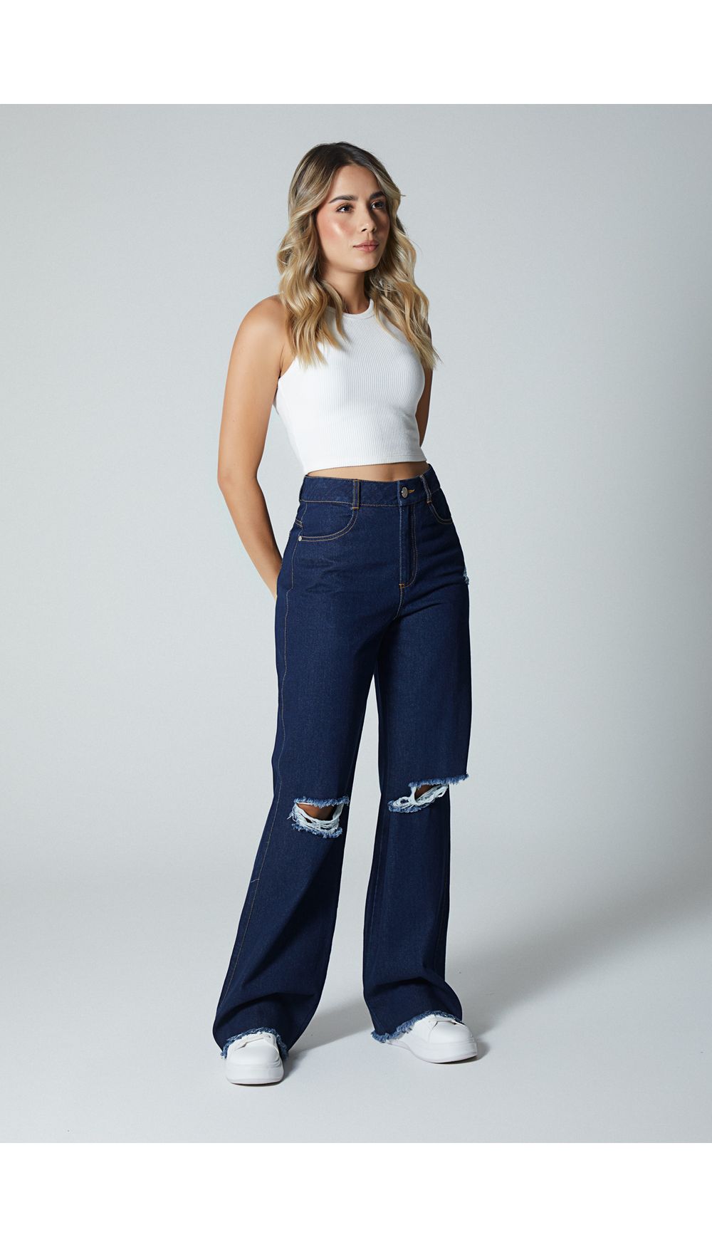Jean para mujer  tiro alto  recto