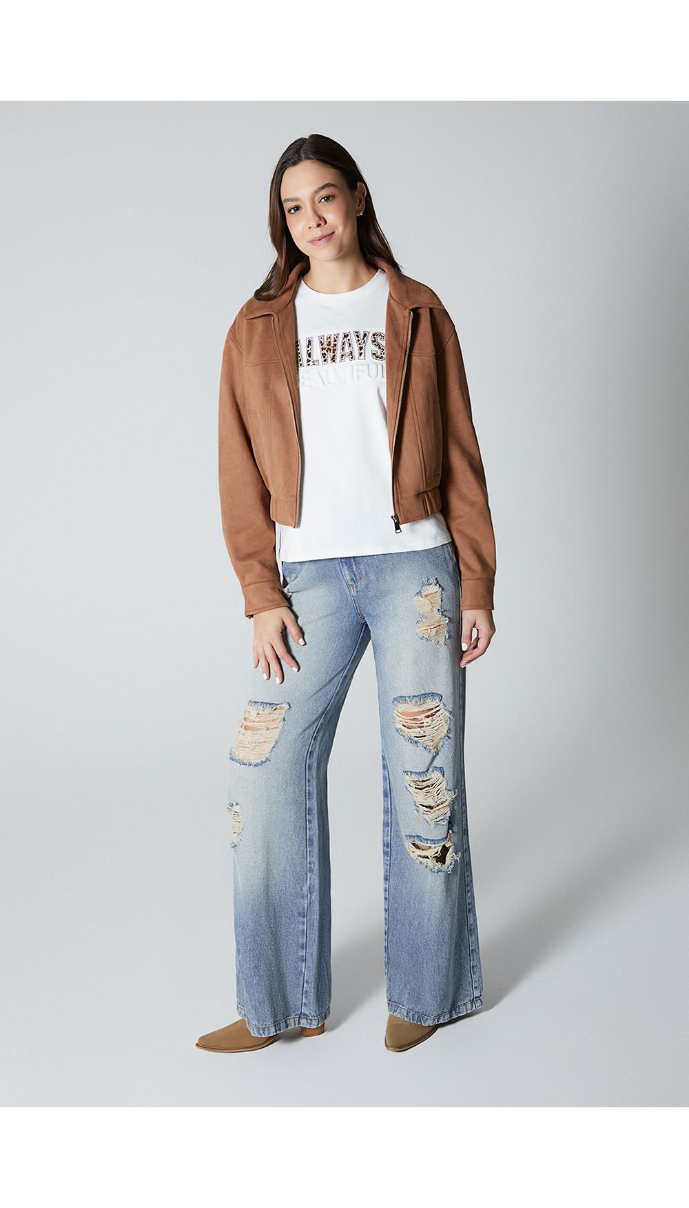 Camiseta con relieve para mujer manga corata