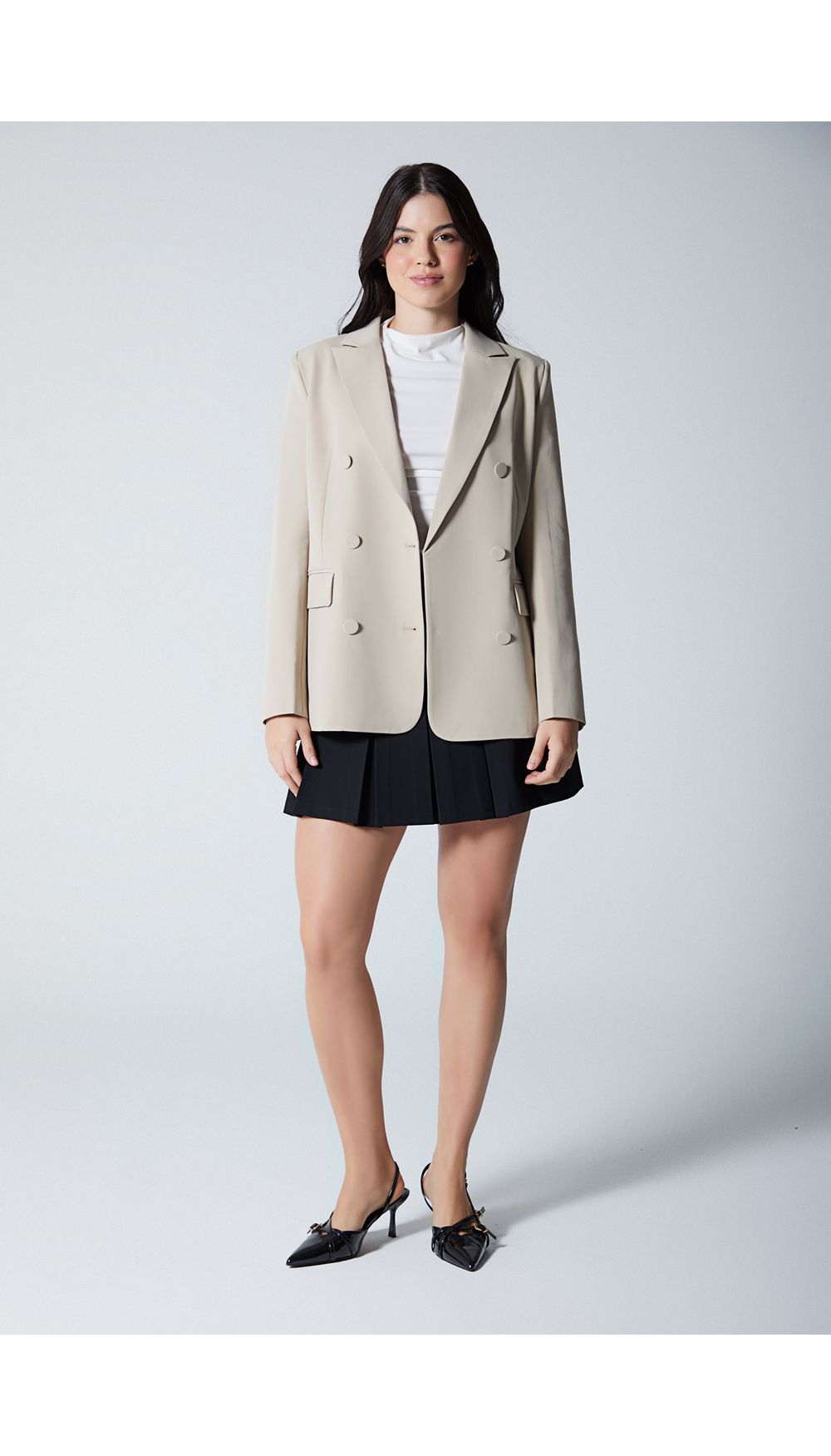 Blazer manga larga oversize con doble botonadura para mujer