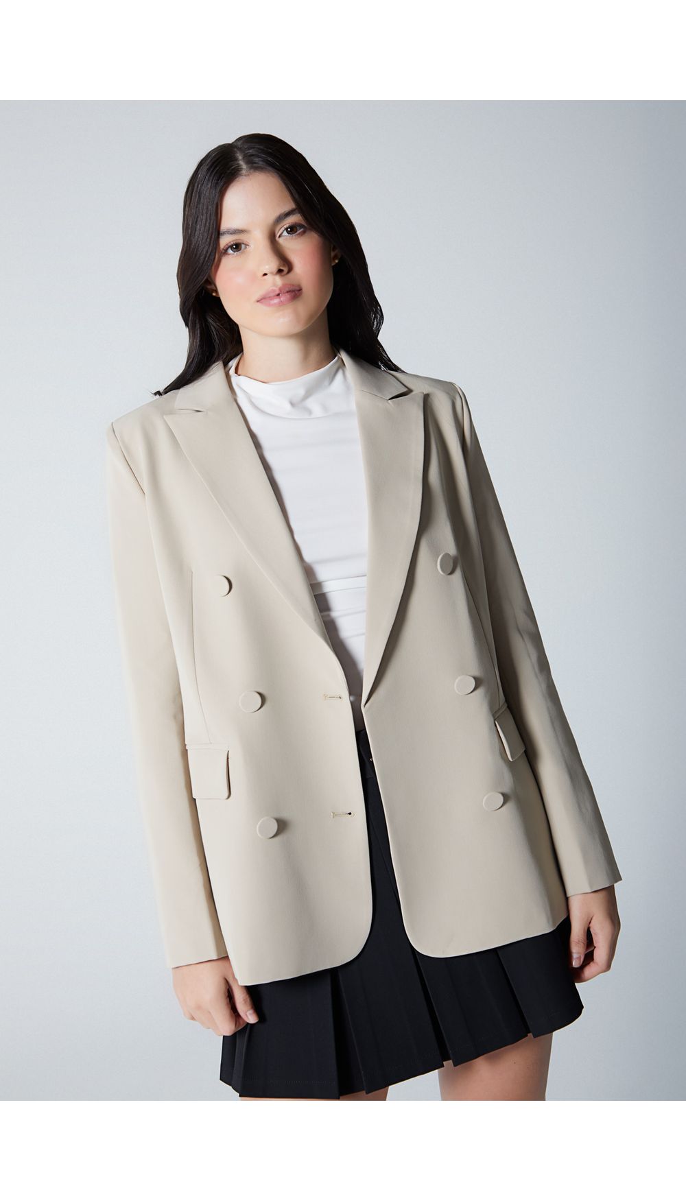 Blazer manga larga oversize con doble botonadura para mujer