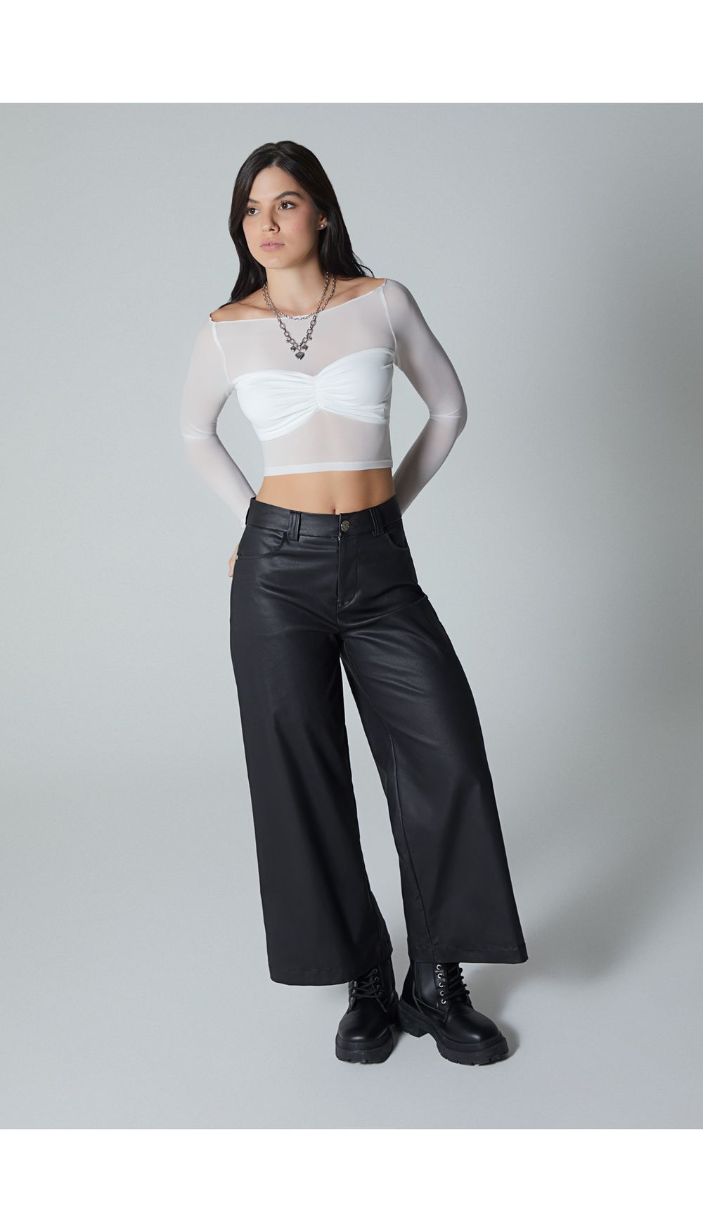 Blusa manga larga con sobre prenda para
