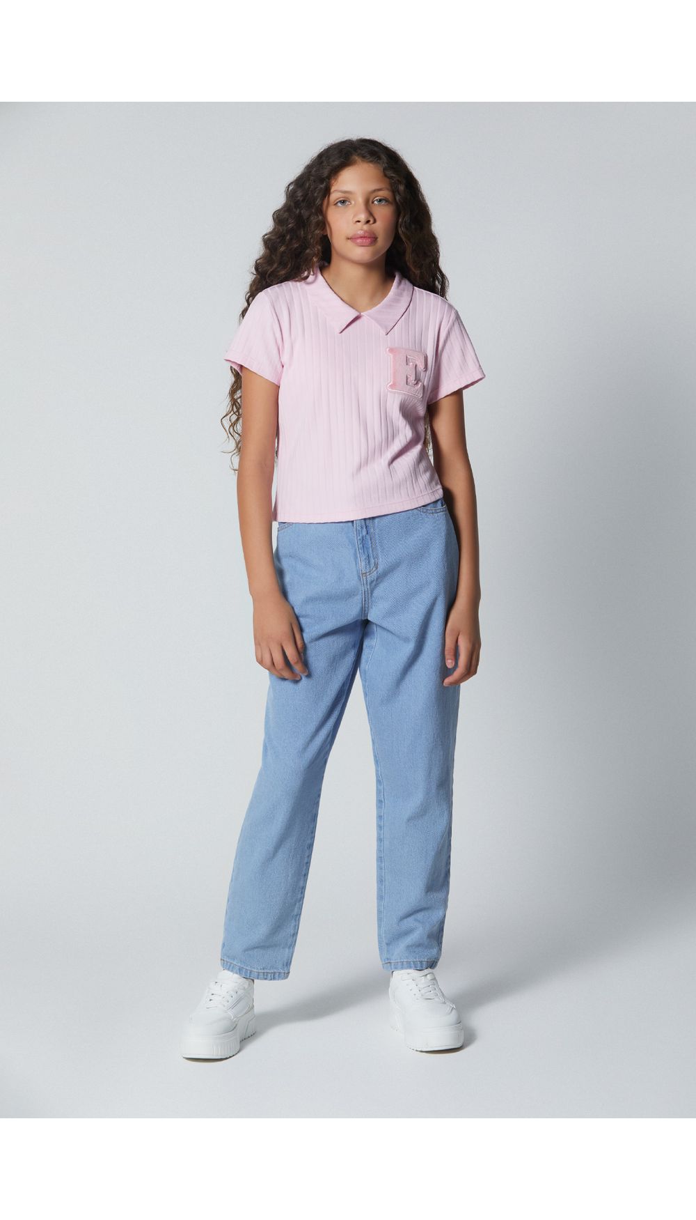 Blusa estilo polo para niña manga corta