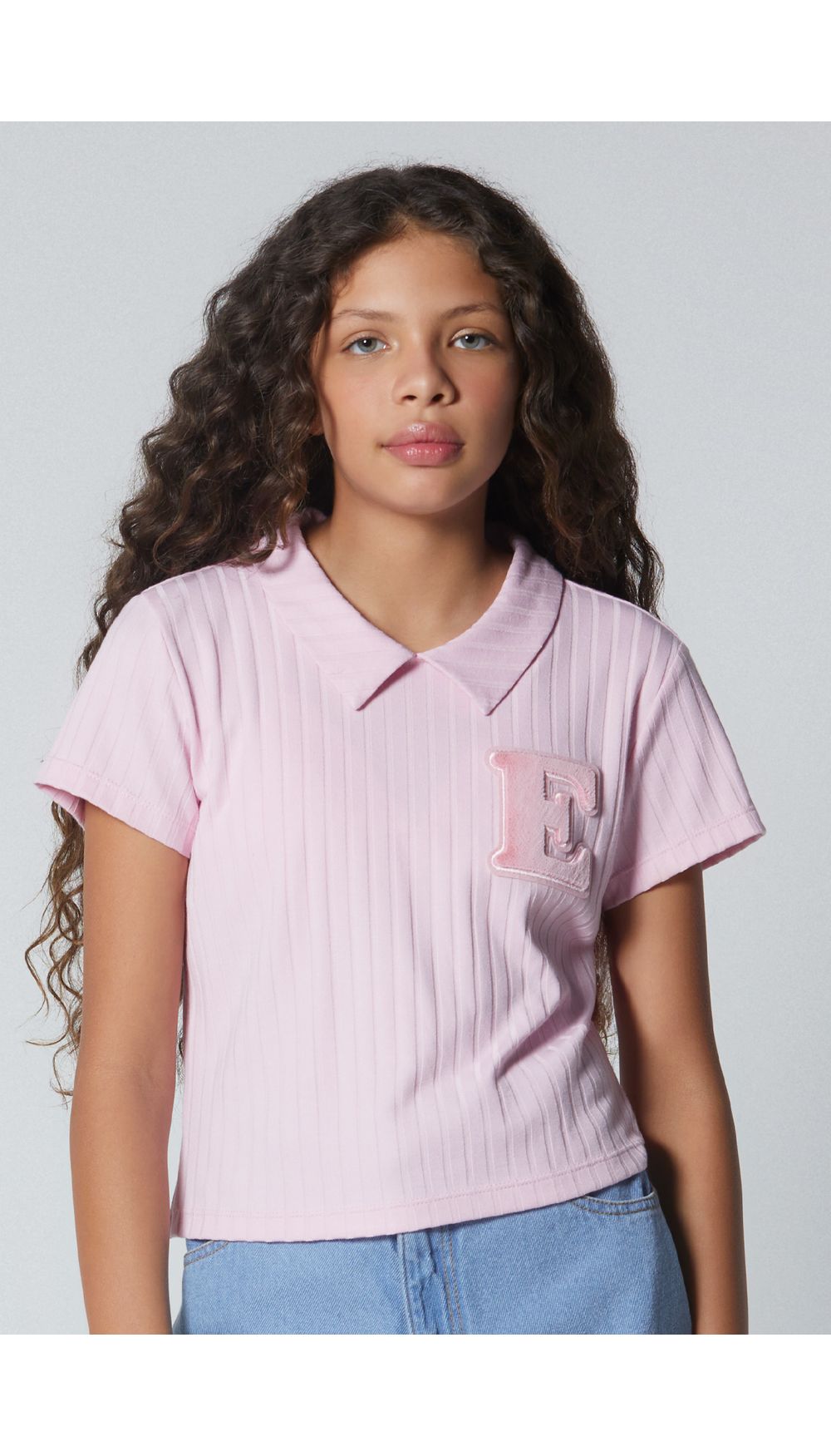 Blusa estilo polo para niña manga corta