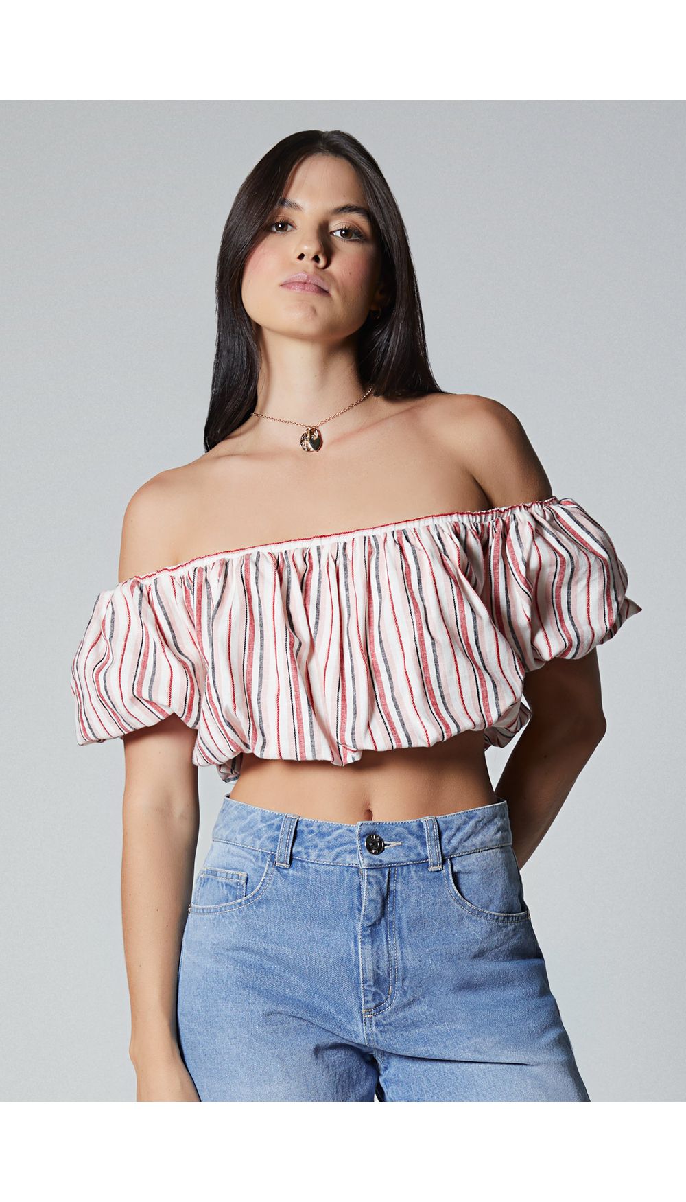 Crop para mujer tipo globo manga corta