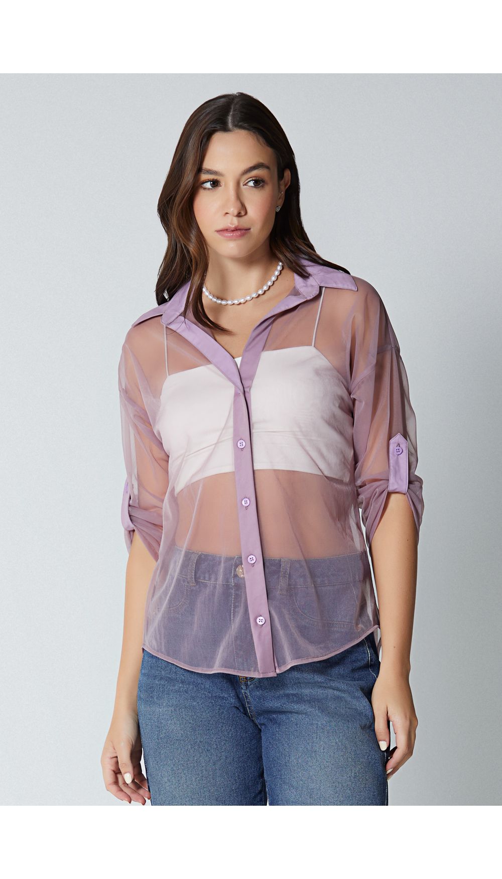 Bluson camisero manga tres cuartos para mujer