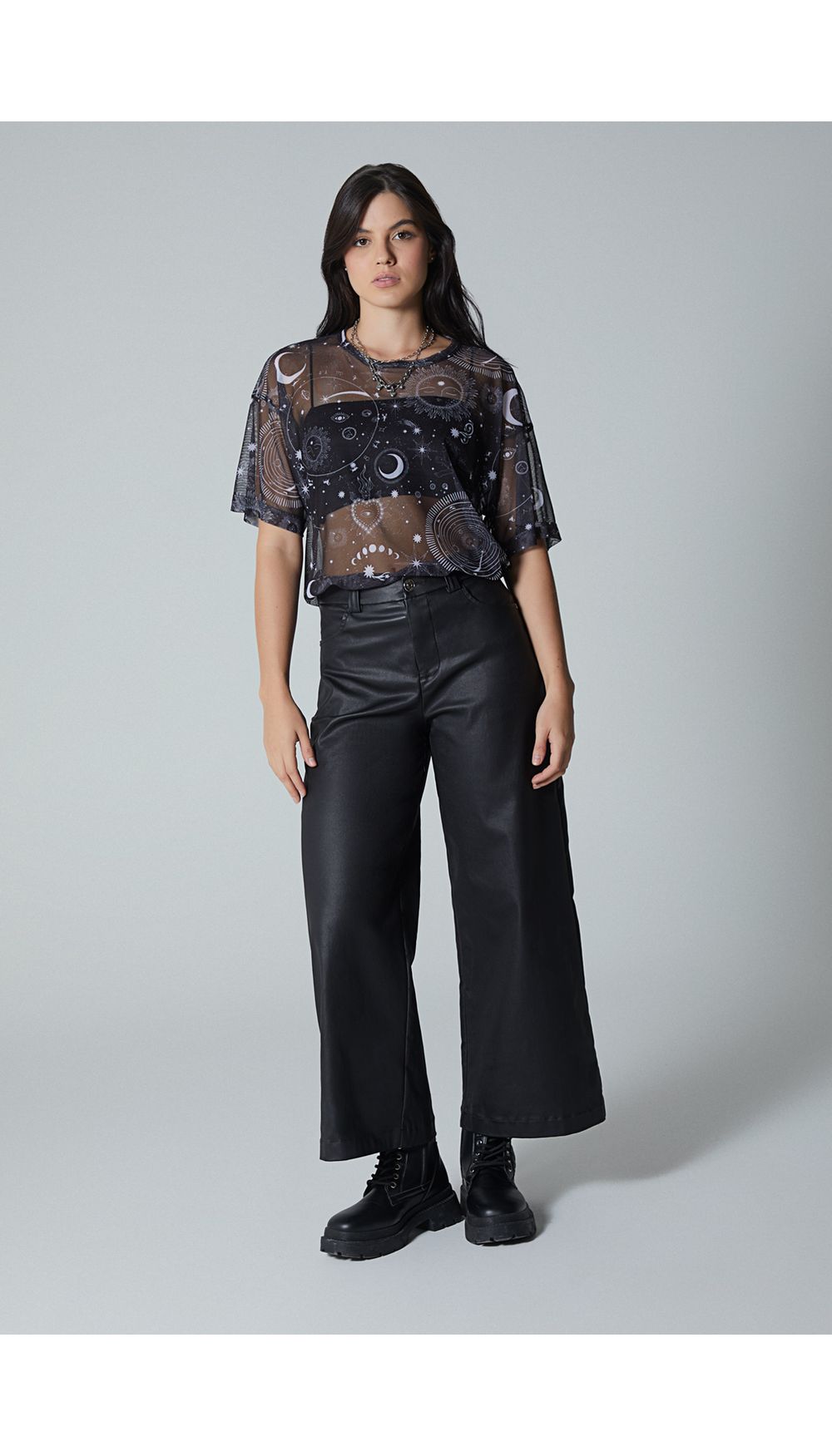 Camiseta overzise en mesh para mujer