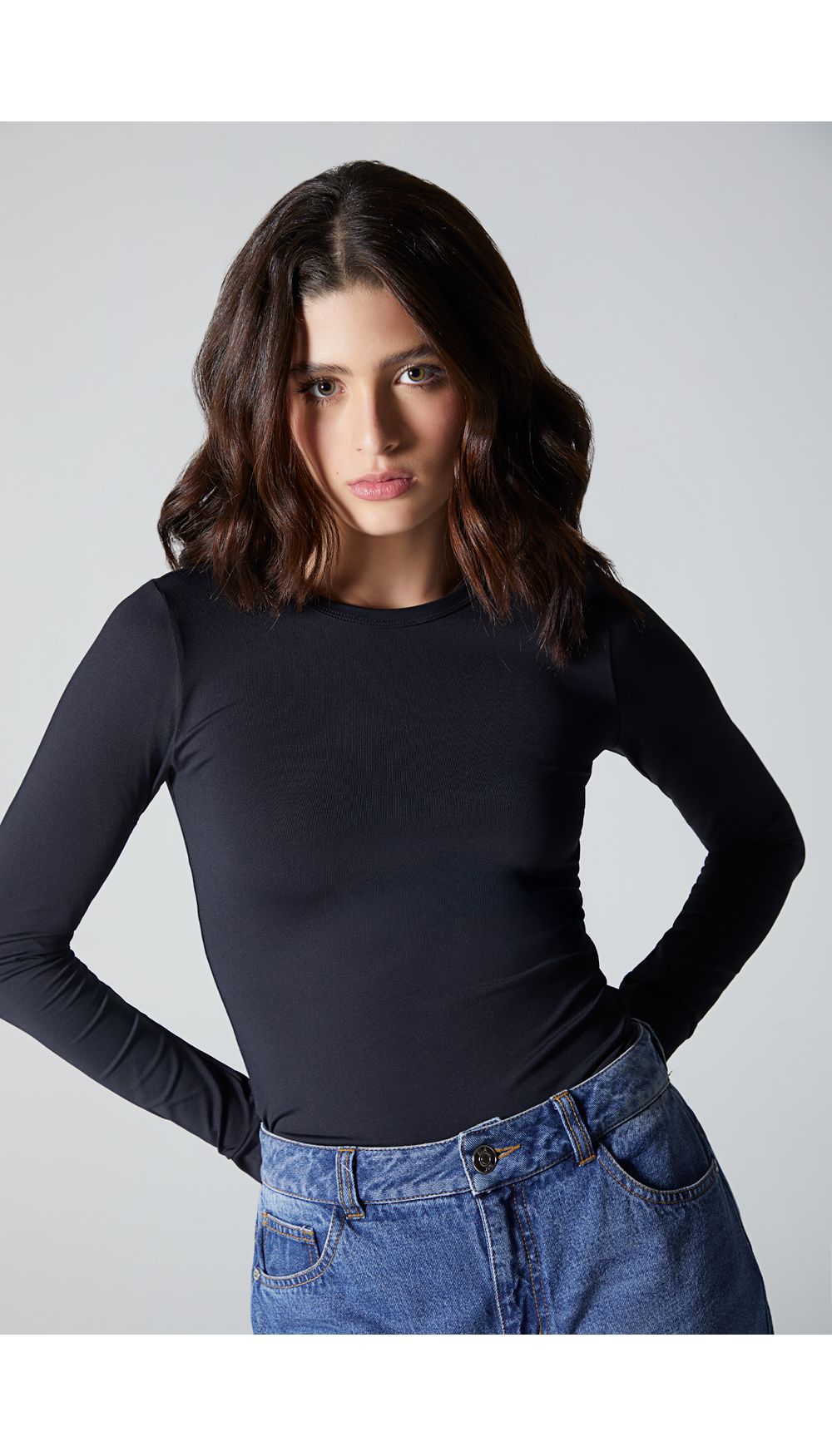 Blusa manga larga cuello redondo para mu