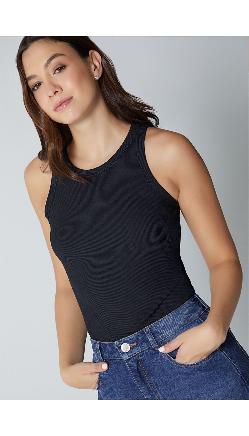 Blusa manga sisa en rib para mujer