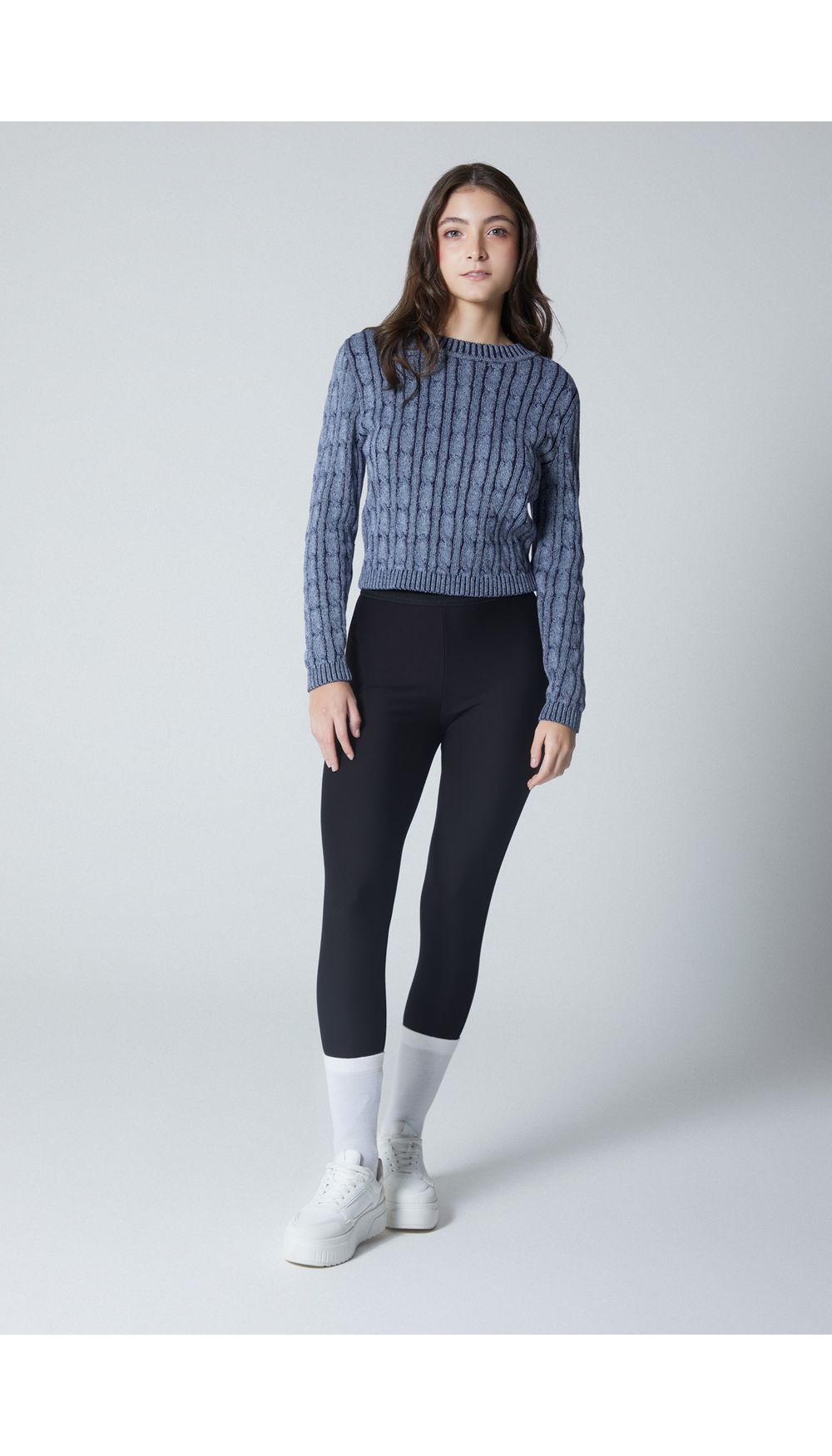 Buzo tejido efecto melange para mujer