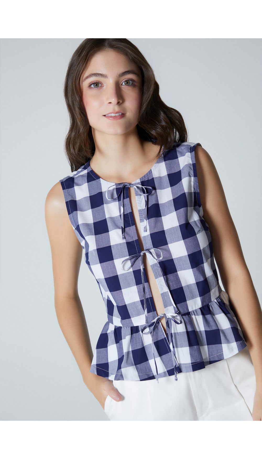 Blusa manga sisa con peplum para mujer