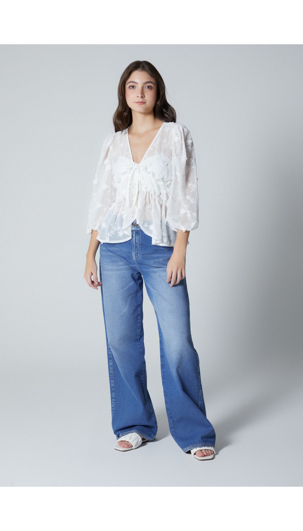 Blusa manga tres cuartos para mujer
