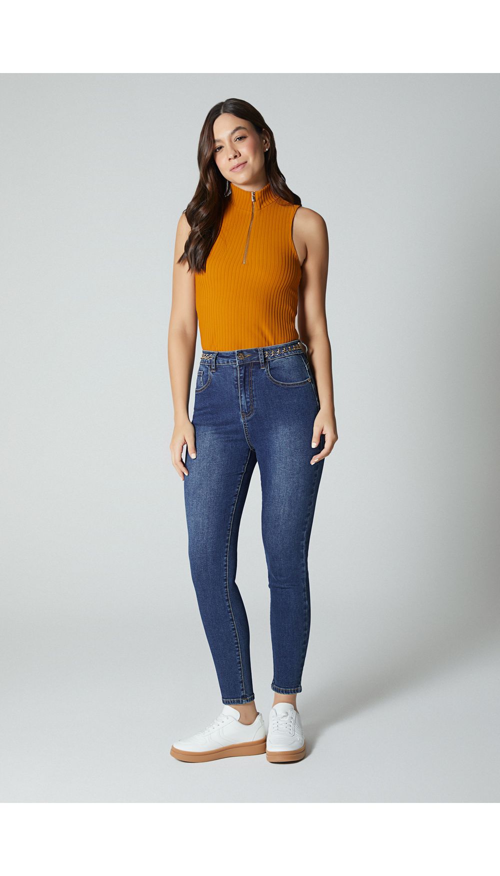 Blusa manga sisa con cierre para mujer