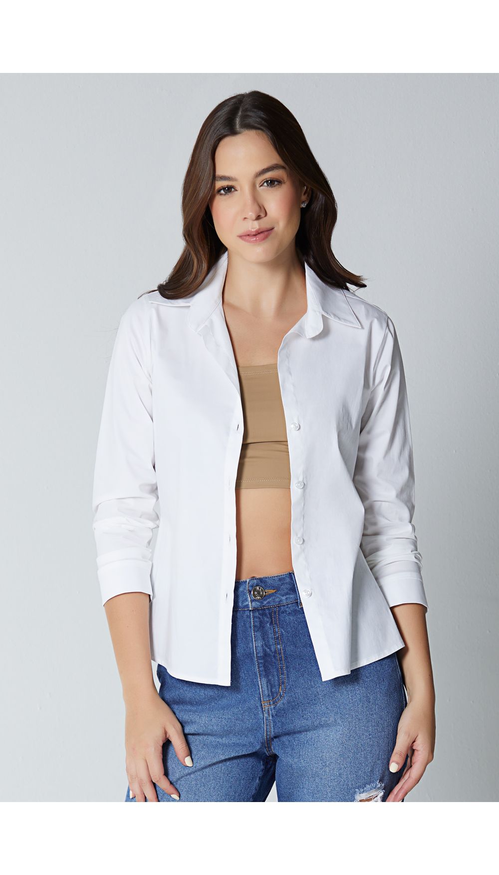 Blusa camisera manga larga para mujer