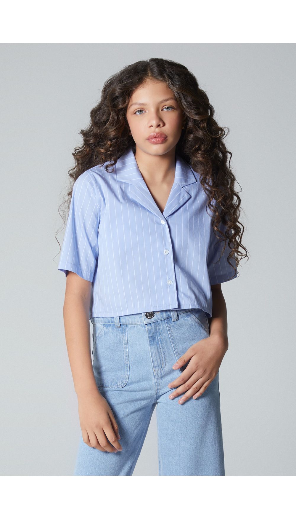 Blusa camisera para niña manga corta