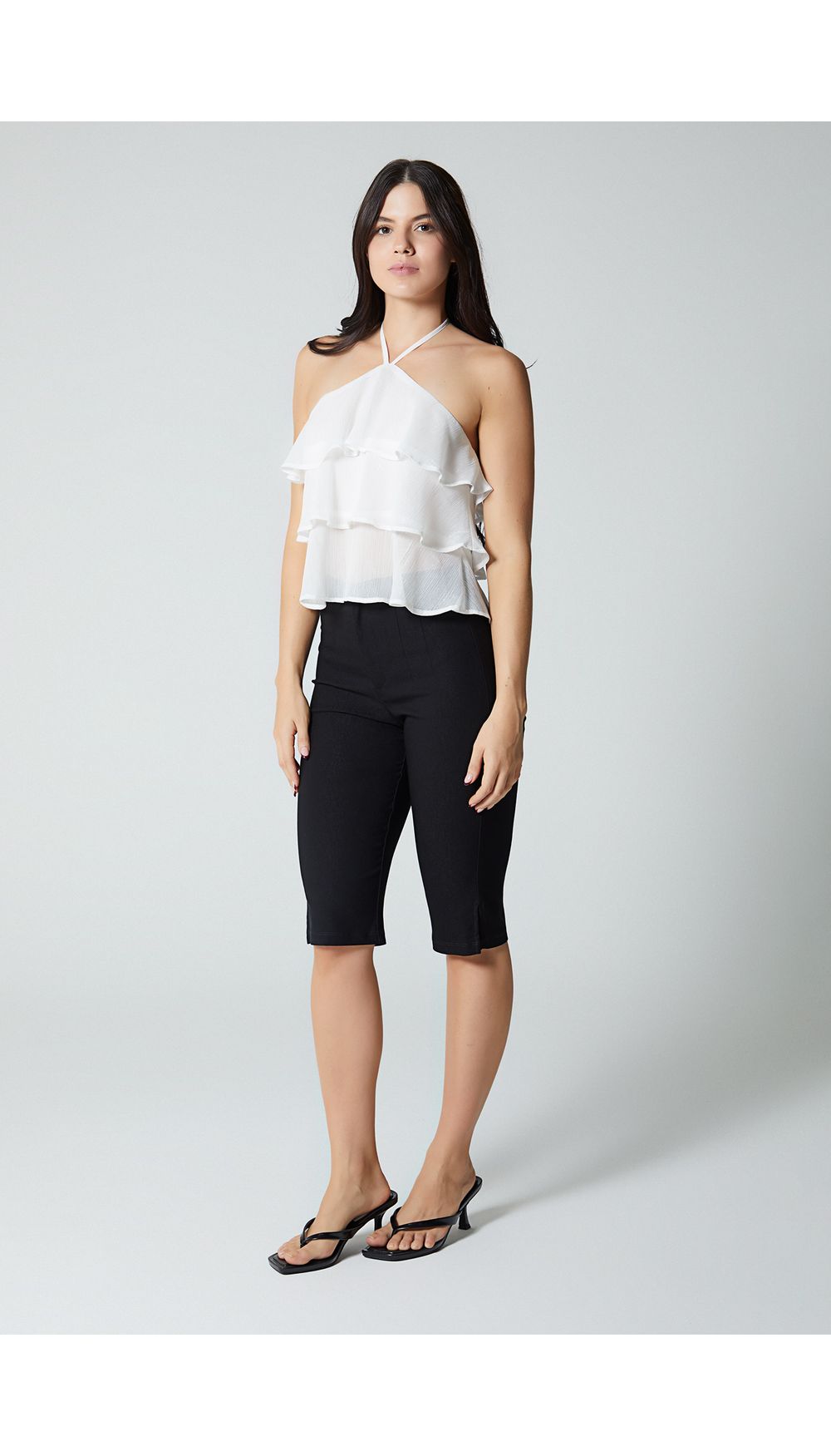 Pantalon capri tiro alto para mujer