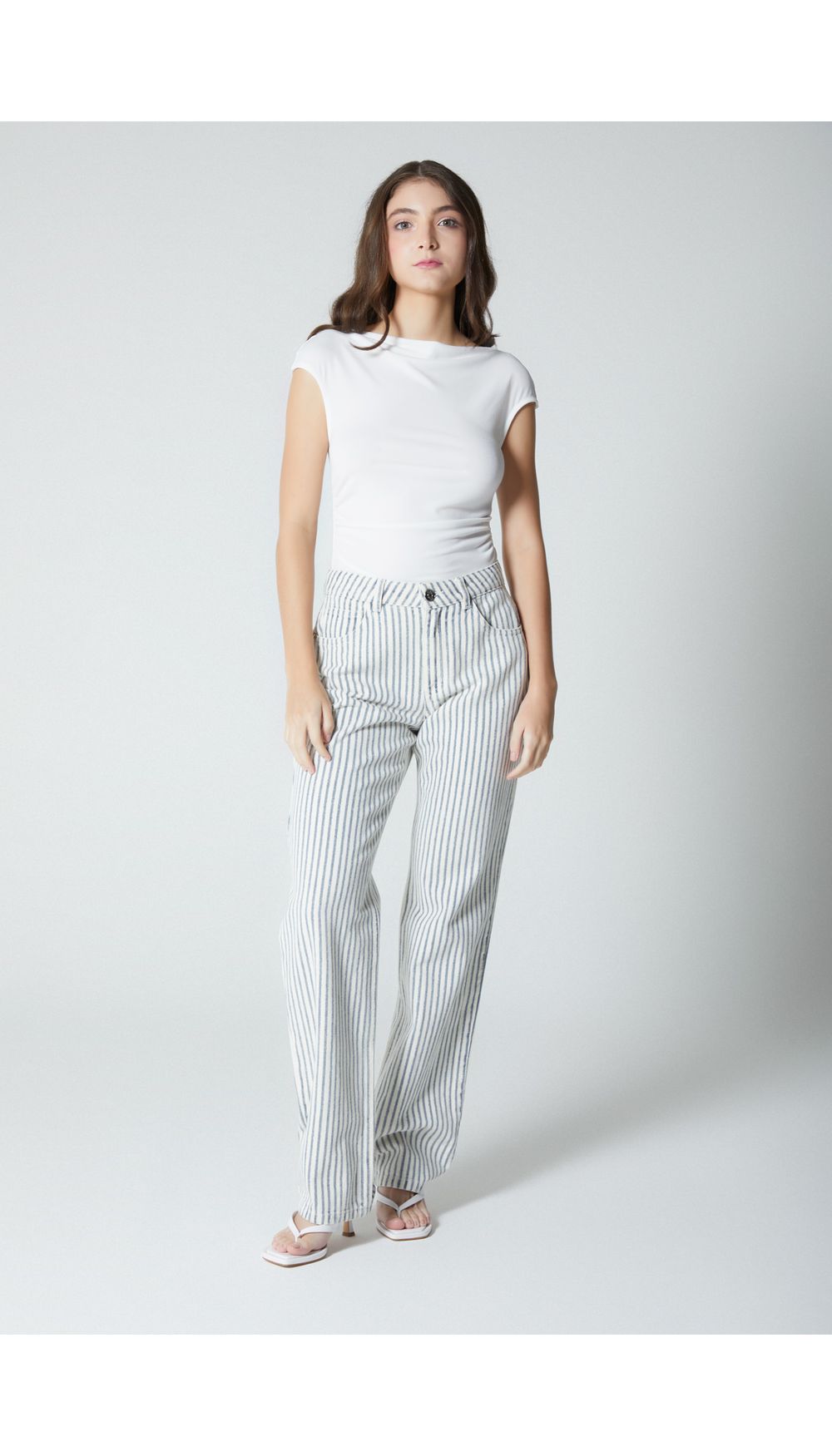 Jean recto para mujer  tiro medio denim
