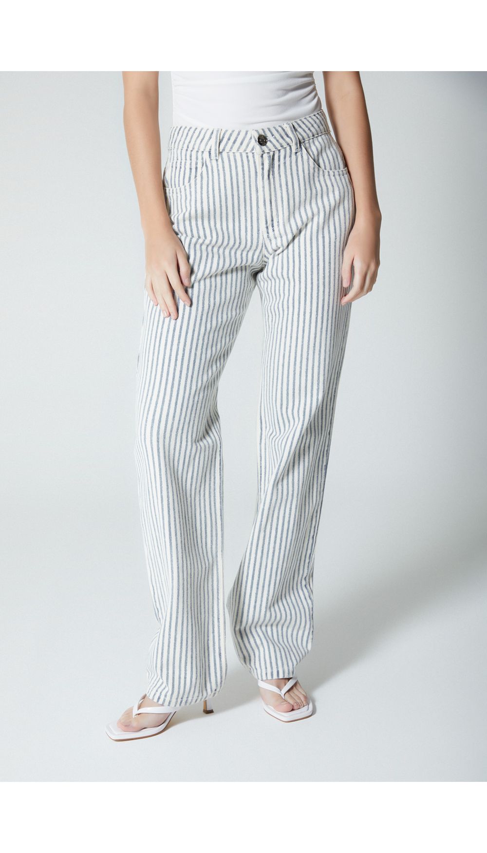 Jean recto para mujer  tiro medio denim