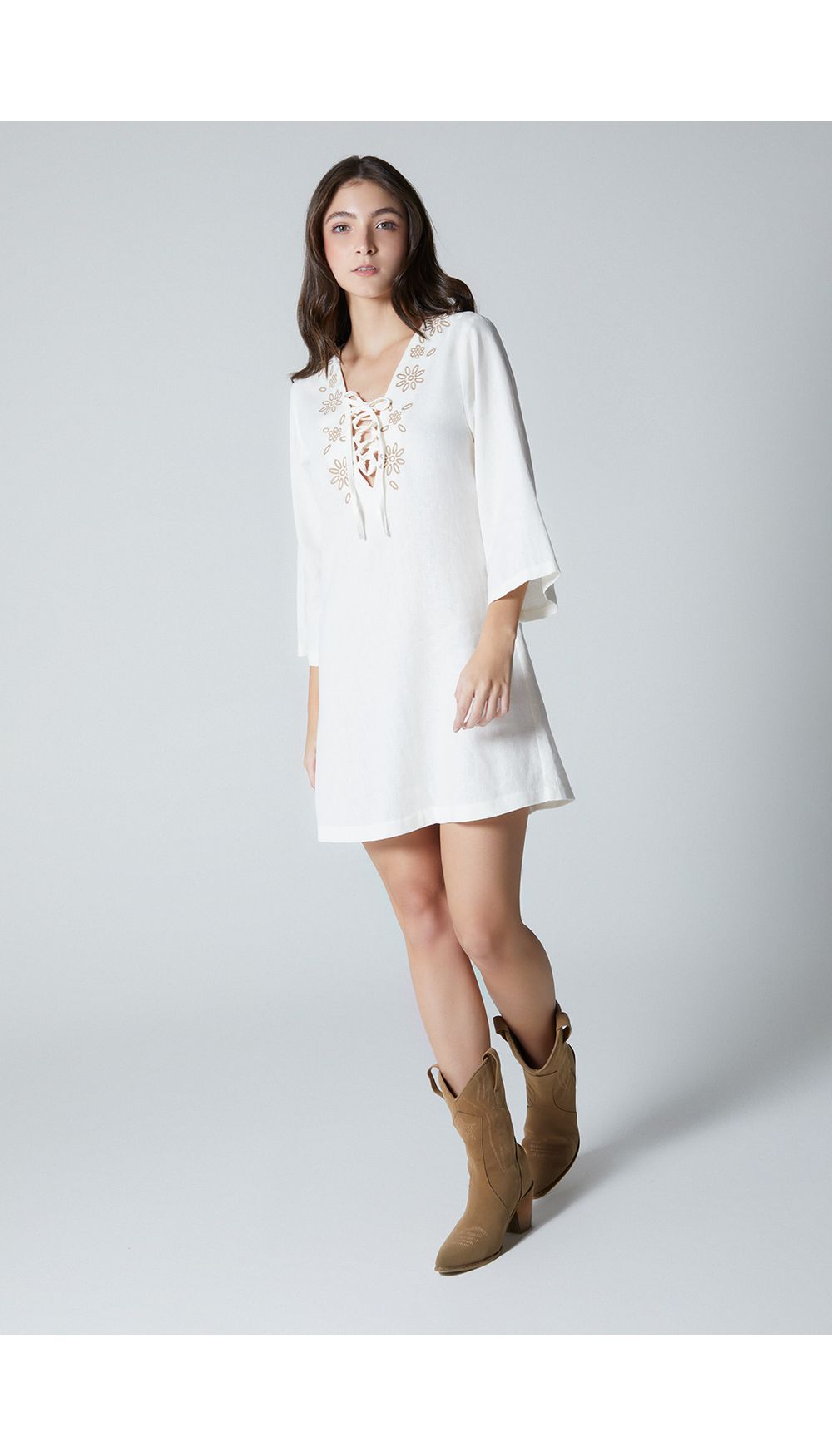 Vestido corto para mujer manga tres cuar