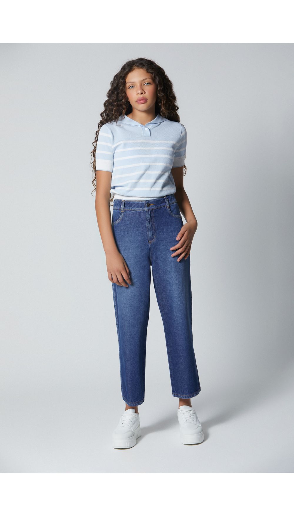 Jean para niña  tiro alto recto
