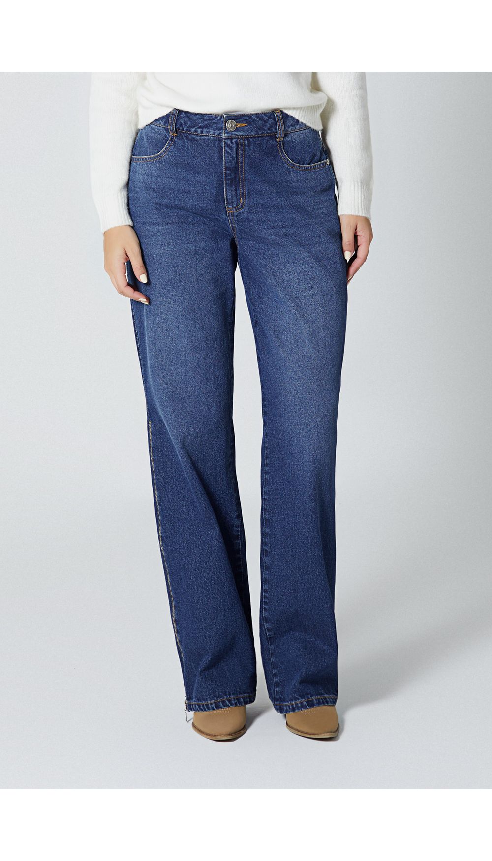 Jean para mujer  tiro medio recto con ci