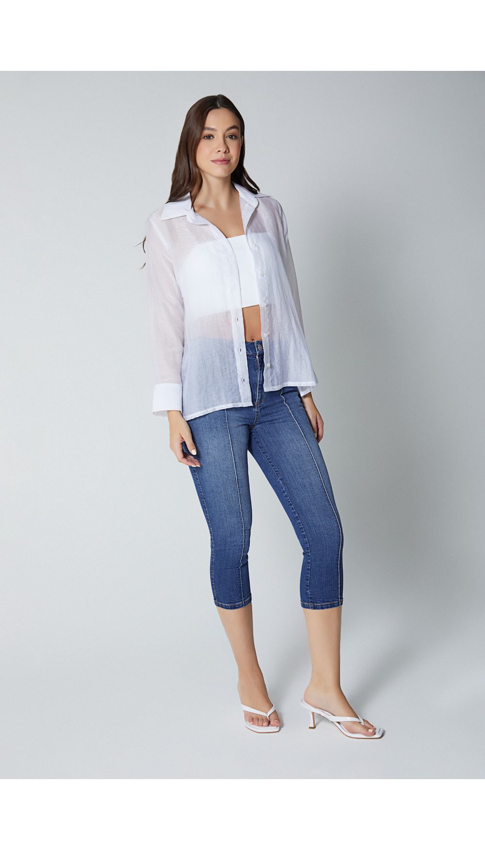 Jean para mujer tiro medio capri