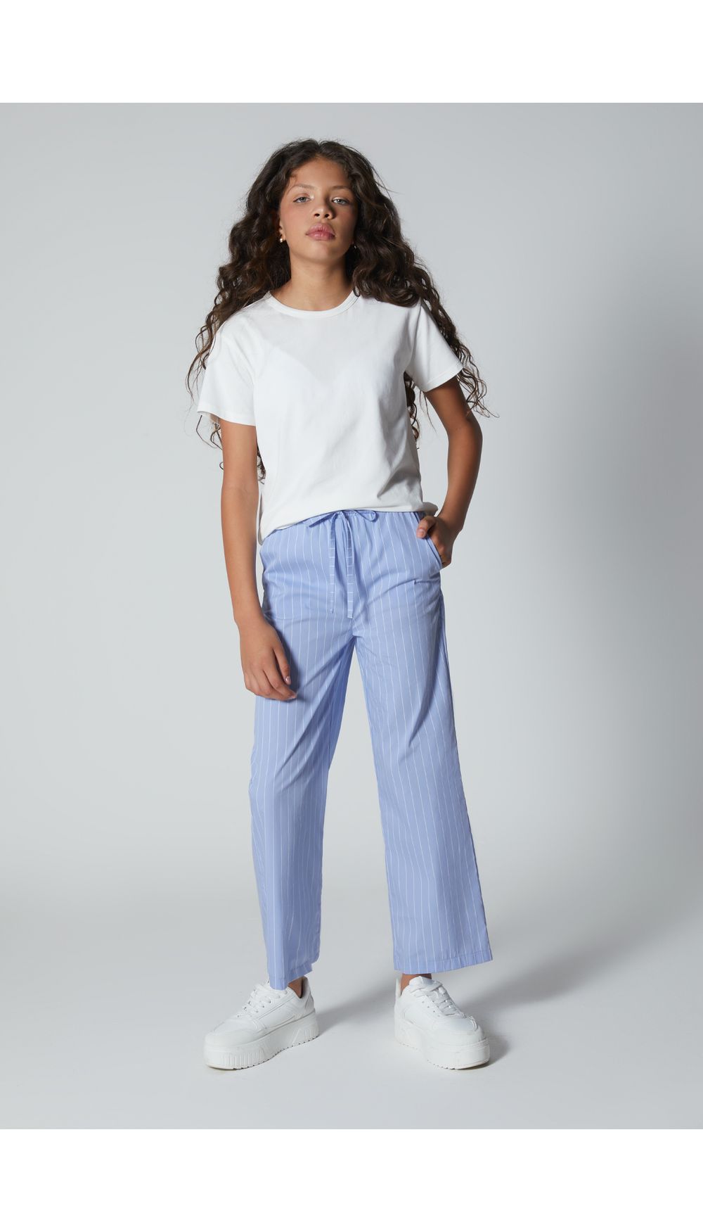 Pantalon recto para niña tiro alto