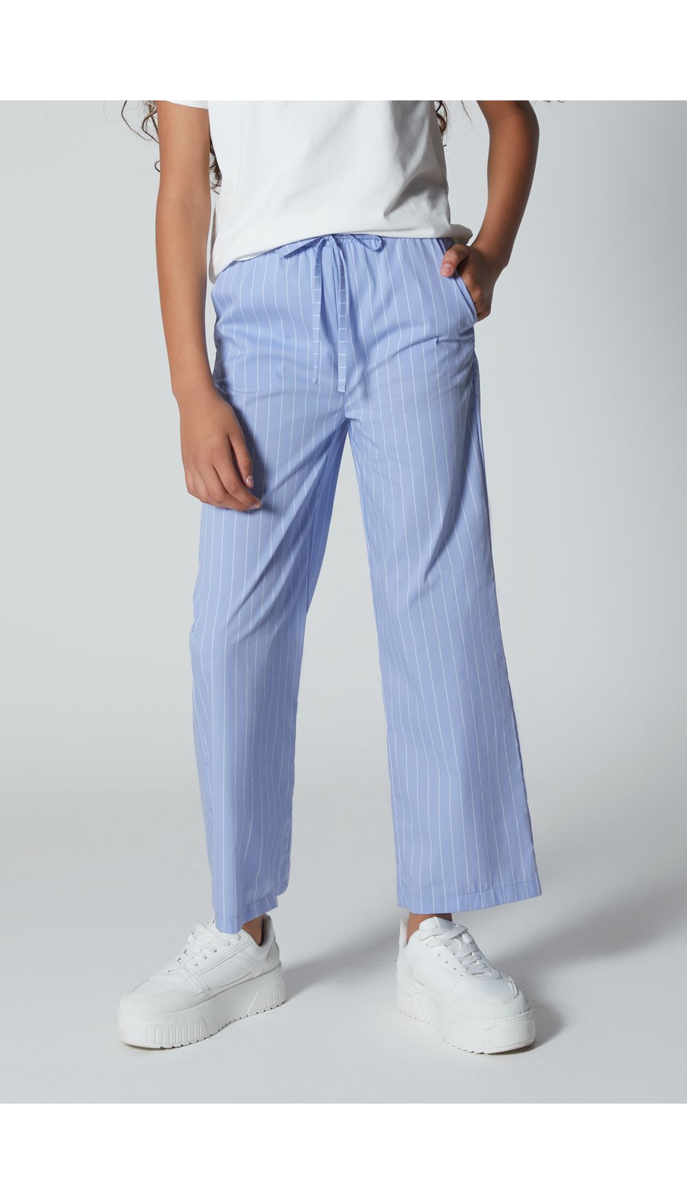 Pantalon recto para niña tiro alto